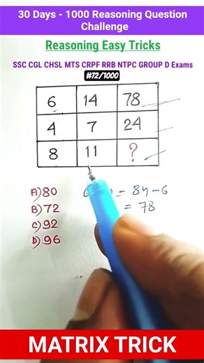 Matrix Reasoning Easy Trick- 30 Days - 1000 Reasoning Question Challenge #matrix #reasoning #shorts