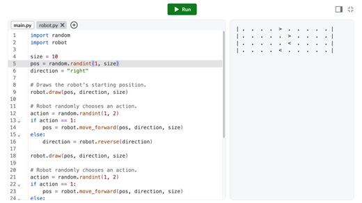 Program design: robot simulation