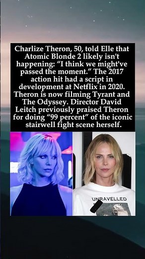 Charlize Theron Says Atomic Blonde Sequel Unlikely Now #CharlizeTheron #AtomicBlonde #AtomicBlonde2