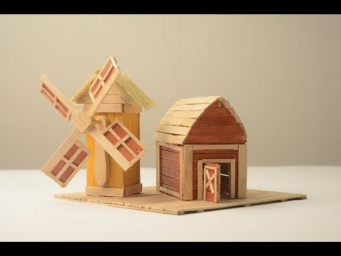 how to make wheat barns from ice cream sticks