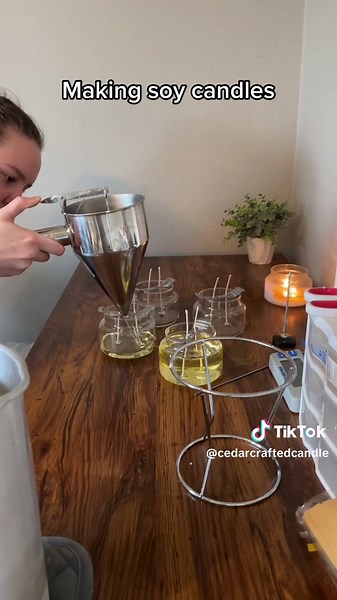 Making a batch of Soy Candles. I use soy wax and clean fragrance oils to make my nontoxic candles. #makingcandles #candlemaking #candlemakingtip #soycandle #handpouredcandles #handpouredsoycandles #candlebusiness #candletok #nontoxiccandle #sustainablecandles #smallbusiness #handmadebusiness #candlemaker #candlemakersoftik