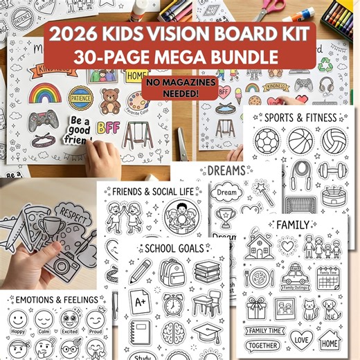 2026 Kids Vision Board Kit Printable, Vision Board for Kids,family Vision Board Printables,positive Affirmations,boys and Girls Vision Board - Etsy
