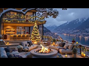Relaxing Christmas Jazz by the Cozy Fireplace❄️Snowy Terrace Café Vibes | Holiday Jazz for Calm Mood