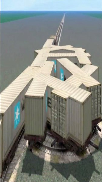 Dangerous Crazy Train Crossing On Bumpy Diamond Crossing 💥😳 BeamNG.Drive Train simulator 3D #shorts