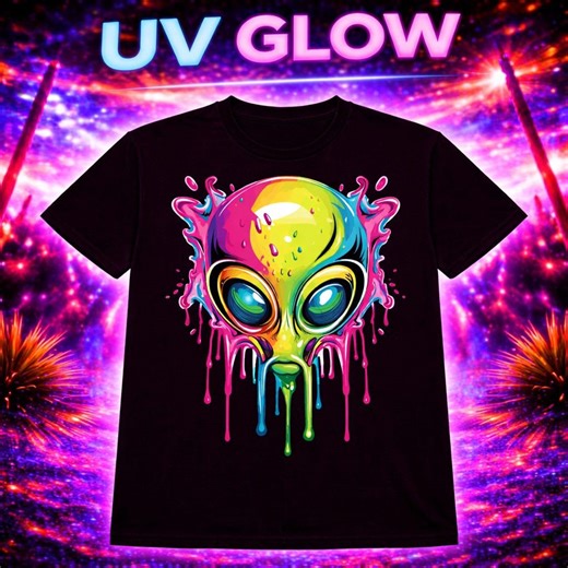 UV Reactive Alien Rave T-shirt, Neon DJ Festival Tee, Blacklight Music Lover Shirt, Club Nightlife Party Top - Etsy