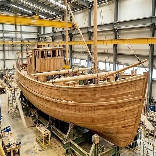 The process of making wooden boats from pine wood #woodworking #sawmill #logging