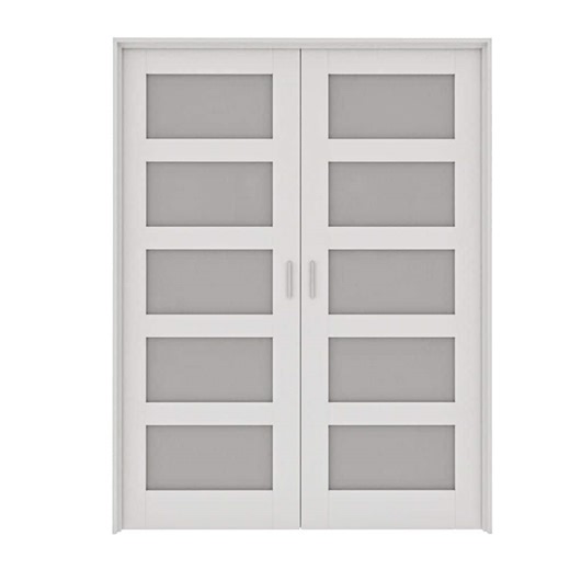 Reviews for ARK DESIGN Assembly Required 64 in. x 80 in. Universal 5-Lite Frosted Glass White MDF Double French Door Kit w/Separate Jamb | Pg 1 - The Home Depot