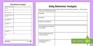Daily Behaviour Monitoring Editable Proforma