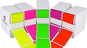 ChromaLabel 2 x 3 Inch Fluorescent Color Code Labels, 5 Assorted Colors, 250 Labels per Box