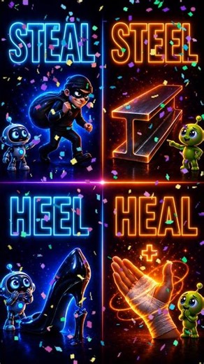 Steal vs Steel 🔥 Heel vs Heal | #englishlearning #Shorts #viral #viralvideo #englishshorts #english