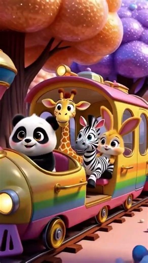 Cute Animal Train Adventure 🚆🐼 | Pixar Style 3D Loop #shorts #shortvideo