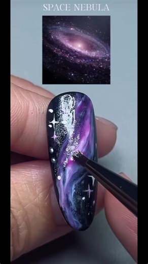🌌🔥Easy & Quick space nebula nail art #shorts #ytshorts #nails #viral #tiktok #shortsfeed