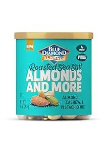 Blue Diamond Almonds, Mixed Nuts Roasted Sea Salt Deluxe Snack Nuts, Almonds, Pistachios, and Cashews, 14oz. Can (Pack of 1)