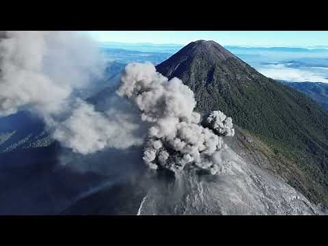Jan 13, 2025: Fuego Volcano Erupting with Acatenango Volcano in View (Drone Footage)