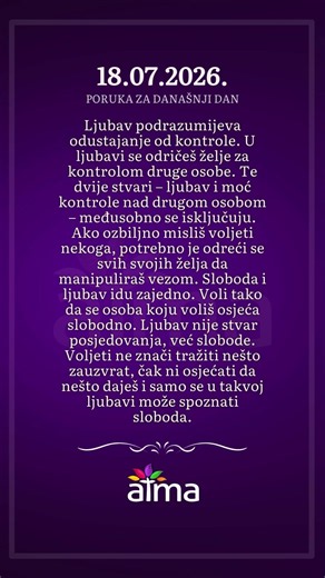 ATMA Poruka dana 18.7.2026.