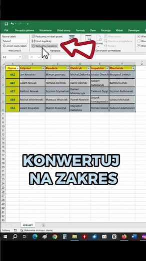 Jak usunąć tabelę w EXCELU zostawiając tylko tekst?