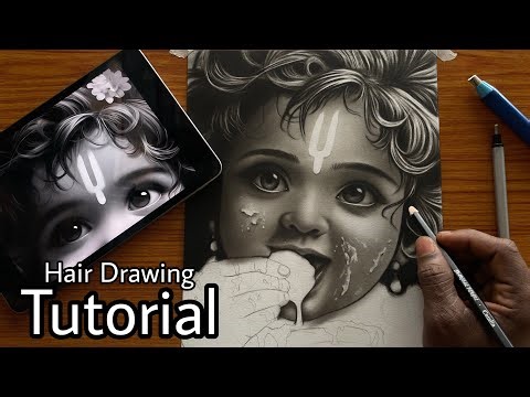 Hyper realistic Hair Drawing tutorial using charcoal step-by-step || Art Abhishek