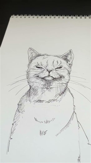 Smiling Cat 😸 | Daily Animal Drawing #artshorts #drawing #animalart