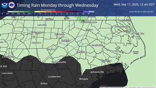 The next chance for rain comes late Monday into Wednesday. What you need to know. 🤔Large model uncertainty (Periods of light to moderate rain or no rain at all). 🌧️Tuesday will have the best chance for rain. ☁️Increasing cloud cover and some light rain is most probable. #NCwx | US National Weather Service Raleigh NC