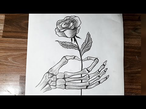 How to draw a skeleton hand with flower || Skeleton drawing || Pencil drawing tutorial