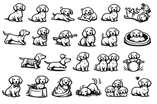 Dachshund SVG Icons Bundle – 23 Unique Black Outline Dog Icons, Bold Line Art, White Background, PNG, Mugs, Cricut & Silhouette Cut Files - Etsy