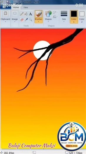Ms paint 🎨 gradient and sun set design with ms paint #mspaint #mspainttutorial #mspaintdrawing