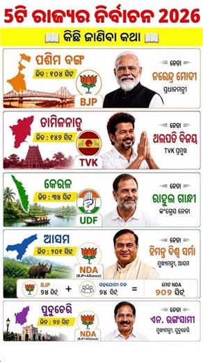 5ଟି ରାଜ୍ୟର ନିର୍ବାଚନ 2026 | Elections in 5 states 2026#gk #viral #shorts #viral #odia #ytshorts #gk