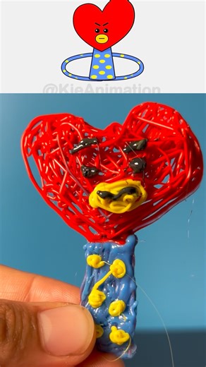 I made Sprunki OC BT21 Baby Tata with 3D Pen #sprunki #incredibox #clay #3d #pen #bt21 #baby #tata