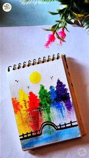 Beautiful Rainbow Landscape Watercolor Painting 🌈🎨 | Easy Nature Art for Beginners#shorts