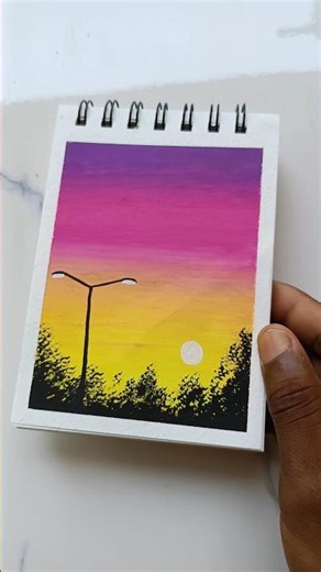Dreamy Street Lamp Sunset 💡🌅 | Oil Pastel Drawing #Shorts