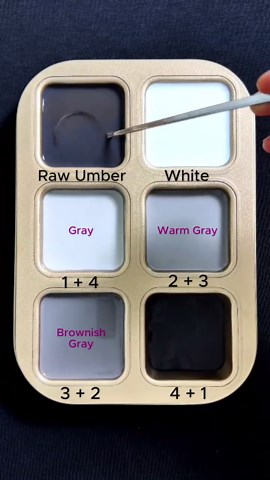 Mix 4 Colors from 2: Raw Umber & White