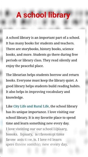 A school library (paragraph) #english #spokenenglish #paragraph