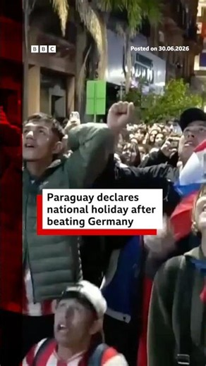 Paraguay gets national holiday after beating Germany in World Cup. #Paraguay #WorldCup #BBCNews