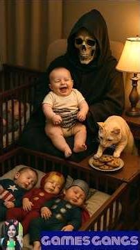 🤣😜 Funny sleeping adventure with Grim reaper and tiny avengers😅😂 #grimreaper #funny #godzillavskong