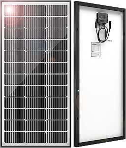 JJN 100 Watt Solar Panels, 10BB Monocrystalline 12V 100W Solar Panel, 23% High Efficiency PV Module Power Charger for RV, Home, Farm, Boat, Caravan and Off-Grid Applications