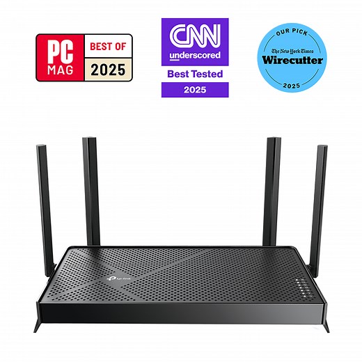 TP-Link Dual-Band BE3600 WiFi 7 Router with dual 2.5Gbps Ports, USB 3.0, 4x External Antennas, Parental Controls, and HomeShield. Archer BE3600.