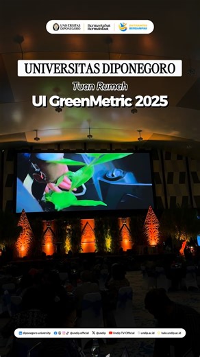 Universitas Diponegoro on Instagram: "Universitas Diponegoro (UNDIP) menjadi tuan rumah penyelenggaraan acara UI GreenMetric 2025. Pada acara yang digelar di Muladi Dome UNDIP Semarang pada Selasa, 16 Desember 2025 ini dihadiri oleh perwakilan berbagai institusi pendidikan tinggi di Indonesia. Melalui inovasi dan teknologi, bersama-sama kita semua wujudkan lingkungan kampus yang hijau dan berkelanjutan🍀 #undip #undipbermartabat #undipbermanfaat #undipjaya #diktisaintekberdampak"