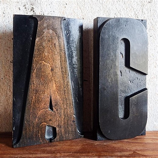 Antique Wooden Letterpress Printing Blocks Set, Vintage Printer Type Letters, Industrial Typography Decor, Graphic Design Studio Display - Etsy