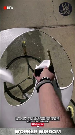 Worker Cleaning a Glass Table | Satisfying Cleaning Process #workerwisdom #workwonders