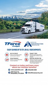 Planning for a busy season ahead? Our expedited shipping services ensure your time-sensitive shipments arrive on time. Let TForce Freight help you meet your deadlines! Call a Member Freight Specialist today at 1.800.636.2377 #BeyondSavings | American Subcontractors Association, Inc.