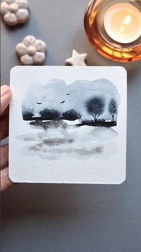 Abstract watercolor landscape #aquarellmalerei #aquarell #artforeveryone #shorts #watercolorpainting