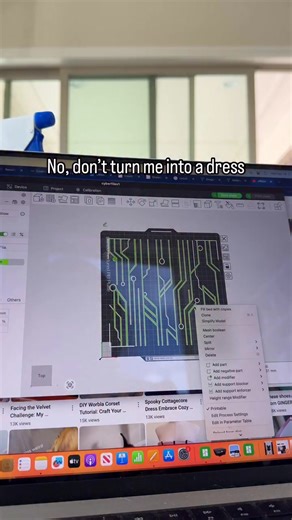 7.4K views · 63 reactions | The cyber dress, printed in TPU for AMS, the file is available now on my account for free (Officialhambly). It includes the pause in the print to allow you to put down the fabric! I placed the breaks in the print over the high hip bc while it’s flexible, i want it to be comfortable and not poking in the hip! Full tutorial coming tomorrow! Would you wear this? | Sarah Hambly | Facebook