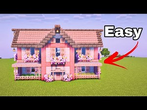 Easy Pink Modern House in Minecraft | Aesthetic Survival Base Build Tutorial (Step-by-Step)