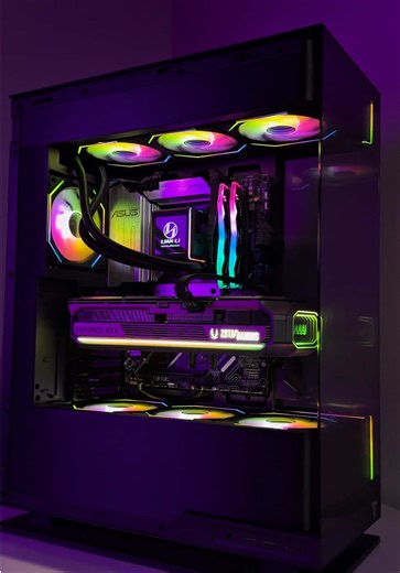 Zotac Gaming GeForce RTX 5080 AMP Extreme Infinity graphics card inside the black Phanteks Evolv X2 Case ▪️ #pcgamer #foryoupage #tech #fyp #pcbuild