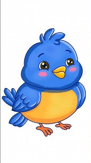 Drawing a Cute Blue Bird - Digital Art Speedpaint Tutorial #cutedrawing