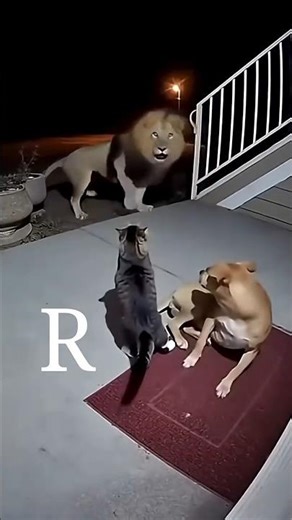 Layon Vs Dog and cat 😱 fighting to Night 🤣😱🤔