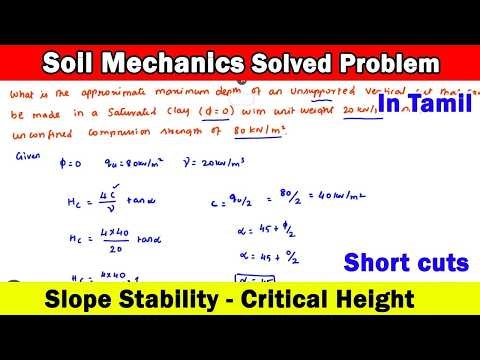 Soil Mechanics lecture, slope stability, soil mechanics solved problem, critical height of the slope