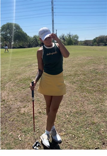 GOLF OOTD: Hat @Titleist Tank @Fore All Skirt @Amazon Shoes @FootJoy Putter @Odyssey Golf (Toulon) #golf #girlswhogolf #golftiktok #ootd