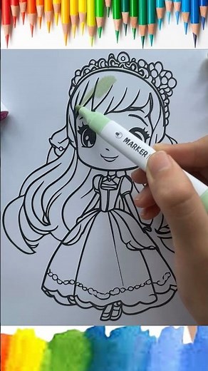 Tô màu công chúa dễ thương - Beautiful Princess Coloring pages for kids | Mykids