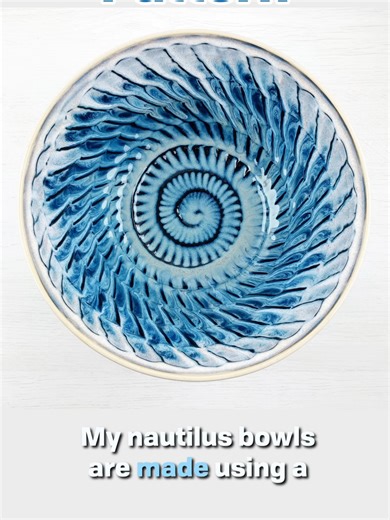 Nautilus Pattern Pottery with Thick Slip Technique